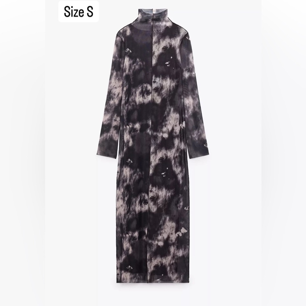 Zara Black and Gray Long Sleeve Dress